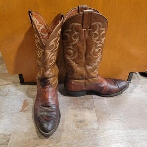Men's Nocona Tegu Lizard Leather Cowboy Boots Size 9.5D